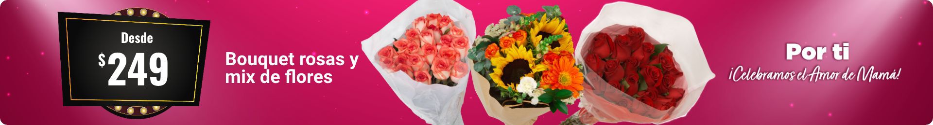 Bouquet de rosas y mix de flores desde $249