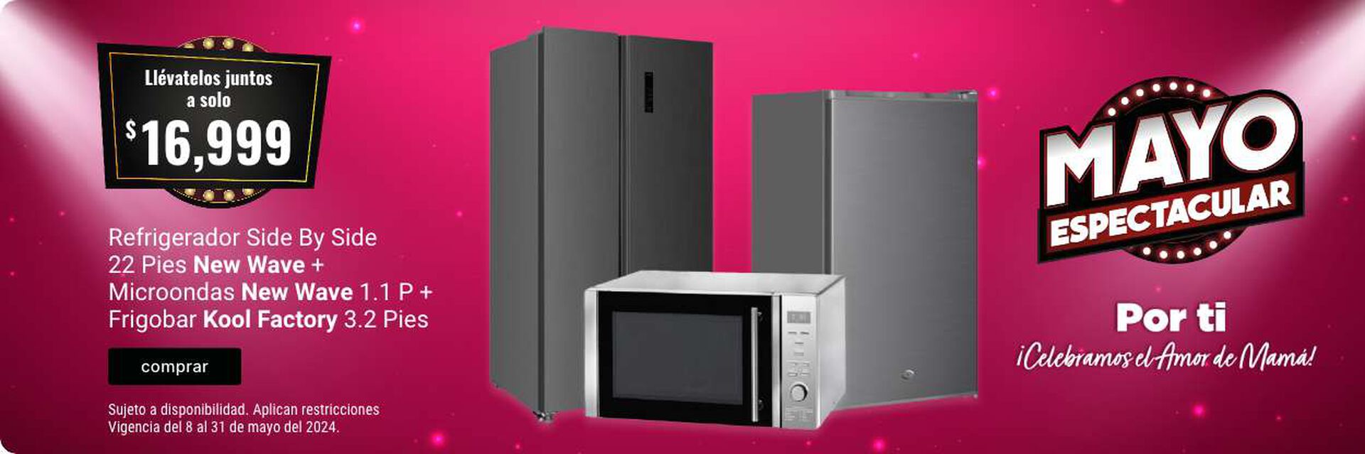 Refrigerador + Microondas + Frigobar New Wave llevatelos todos a solo $16,999