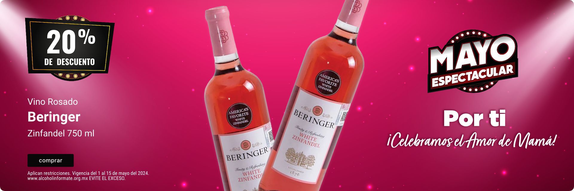 20% de descuento en vino rosado Beringer