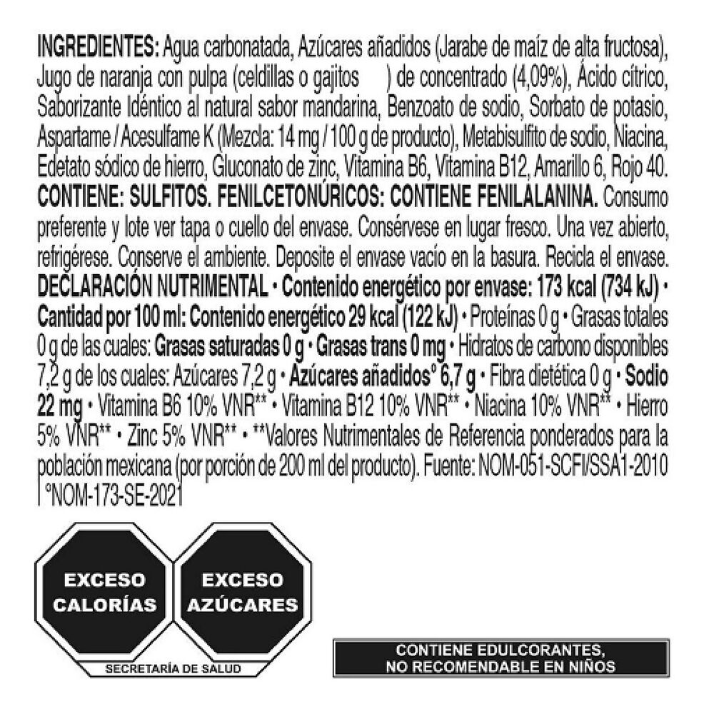 Agua Mineral Jumex Frutzzo sabor Mandarina 1.5 L image number 1