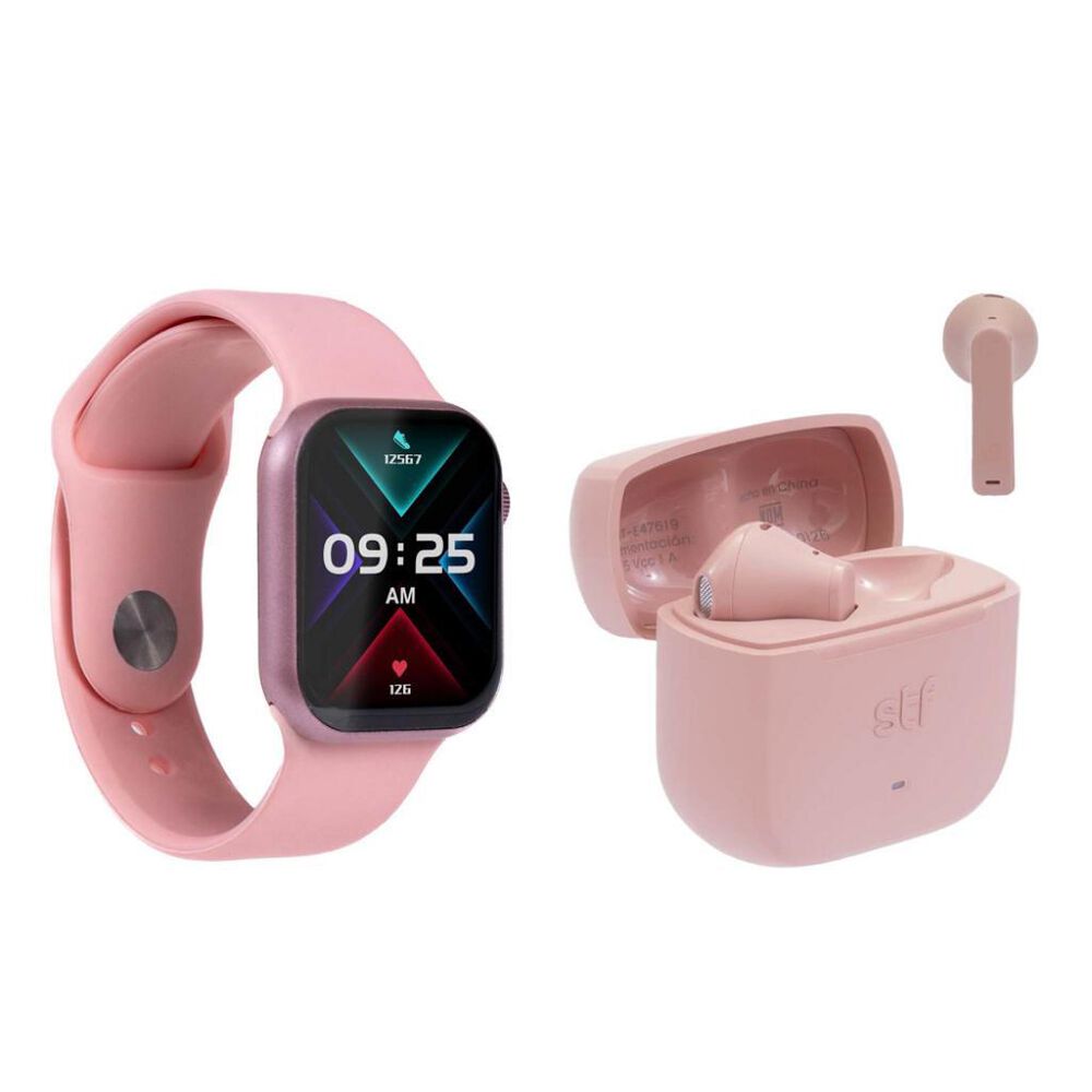 Combo Reloj Inteligente Kronos Element +  Aud&iacute;fonos TWS Hyro Rosa STF image number 2