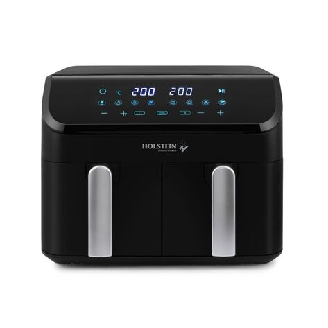 Freidora de Aire Digital Holstein con Doble Canasta de 9 litros Negra