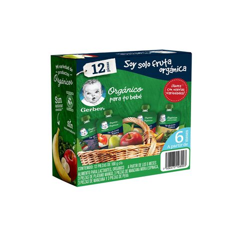 Papillas Pouch Org&aacute;nico Etapa 2 Gerber 12/100 g