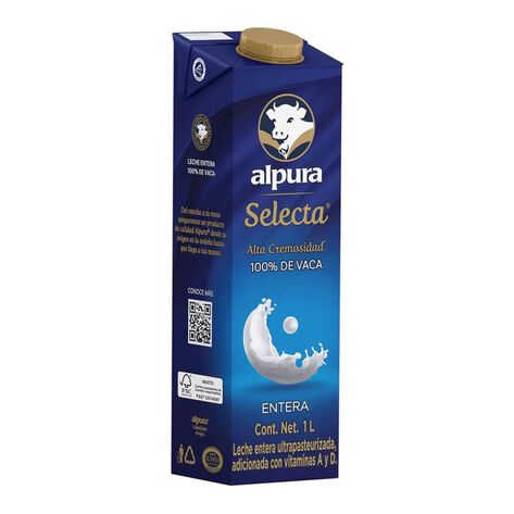 Leche UHT Selecta Entera Alpura 12/1 L