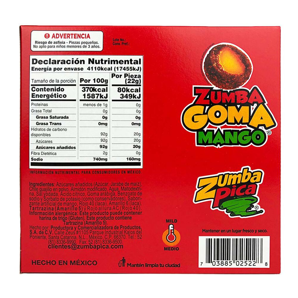 Gomitas Sabor Mango Zumbapica 50/22 g image number 1