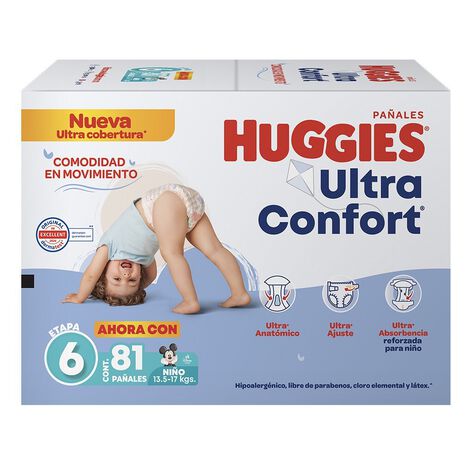 Pa&ntilde;al Etapa 6 Ni&ntilde;o Huggies Ultra Confort 81pzas