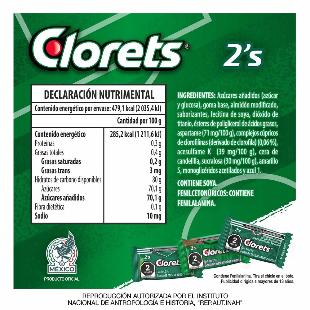 Chicle 2S Sabor a Menta Clorets 60/2.8 gr image number 3