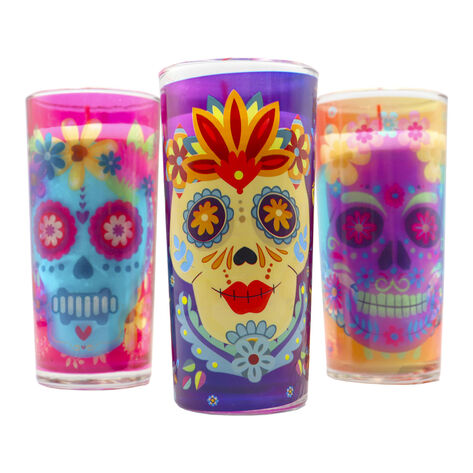 Veladora D&iacute;a de Muertos Aramo 9 pzas