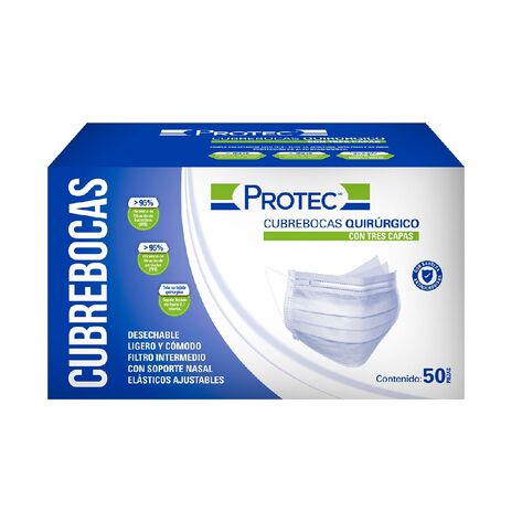 Protec Cubre Bocas Quirurgico C/50 Pzas