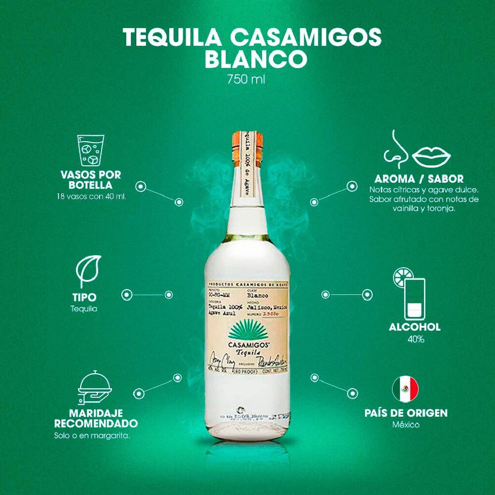 Tequila Blanco Casamigos 750 ml image number 2