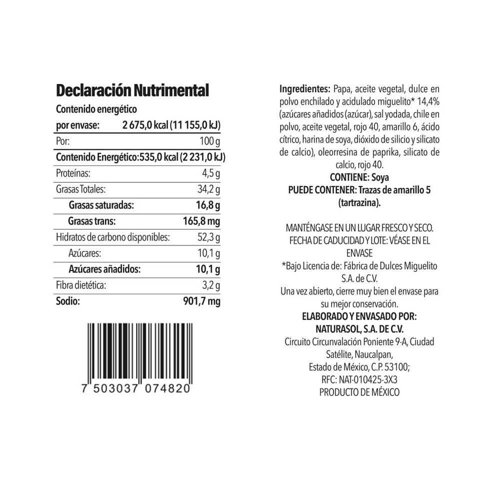 Papas Fritas con Miguelito Naturasol 500 g image number 2