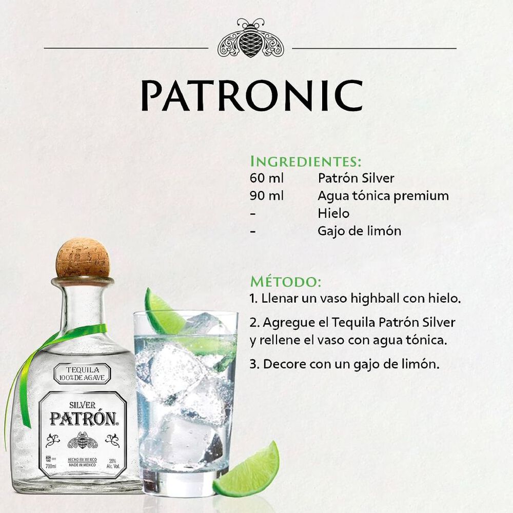 Tequila Blanco Patr&oacute;n Silver 700 ml image number 4