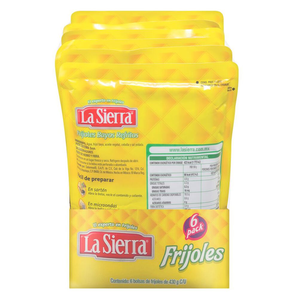 Frijoles Bayos Refritos La Sierra 6/430 g image number 1