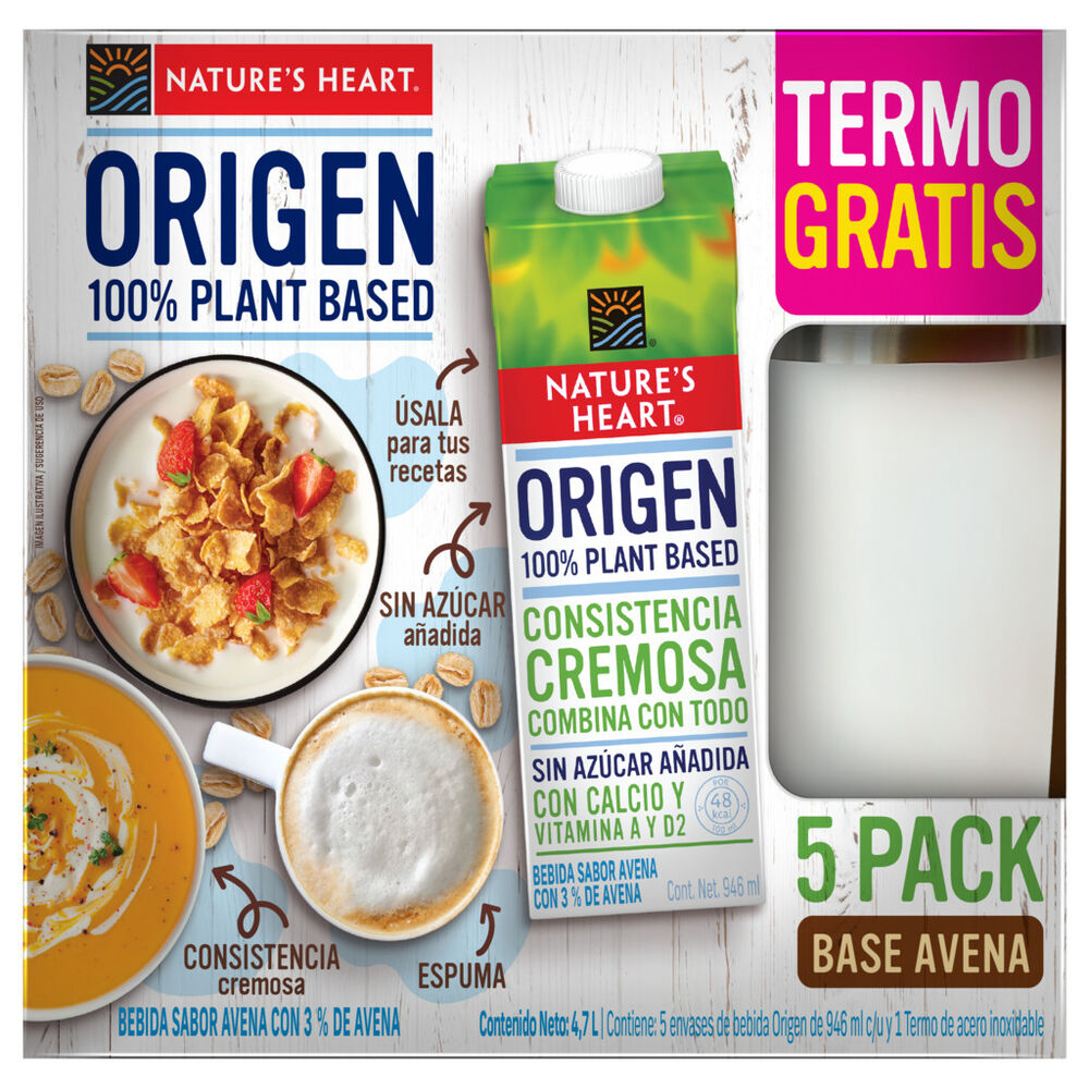 Bebida de Avena Nature's Heart 5/946 ml m&aacute;s Termo image number 2