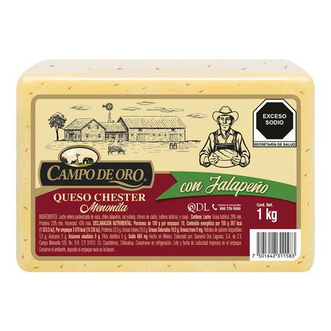 Queso Chester con Jalape&ntilde;o Campo de Oro 1 kg