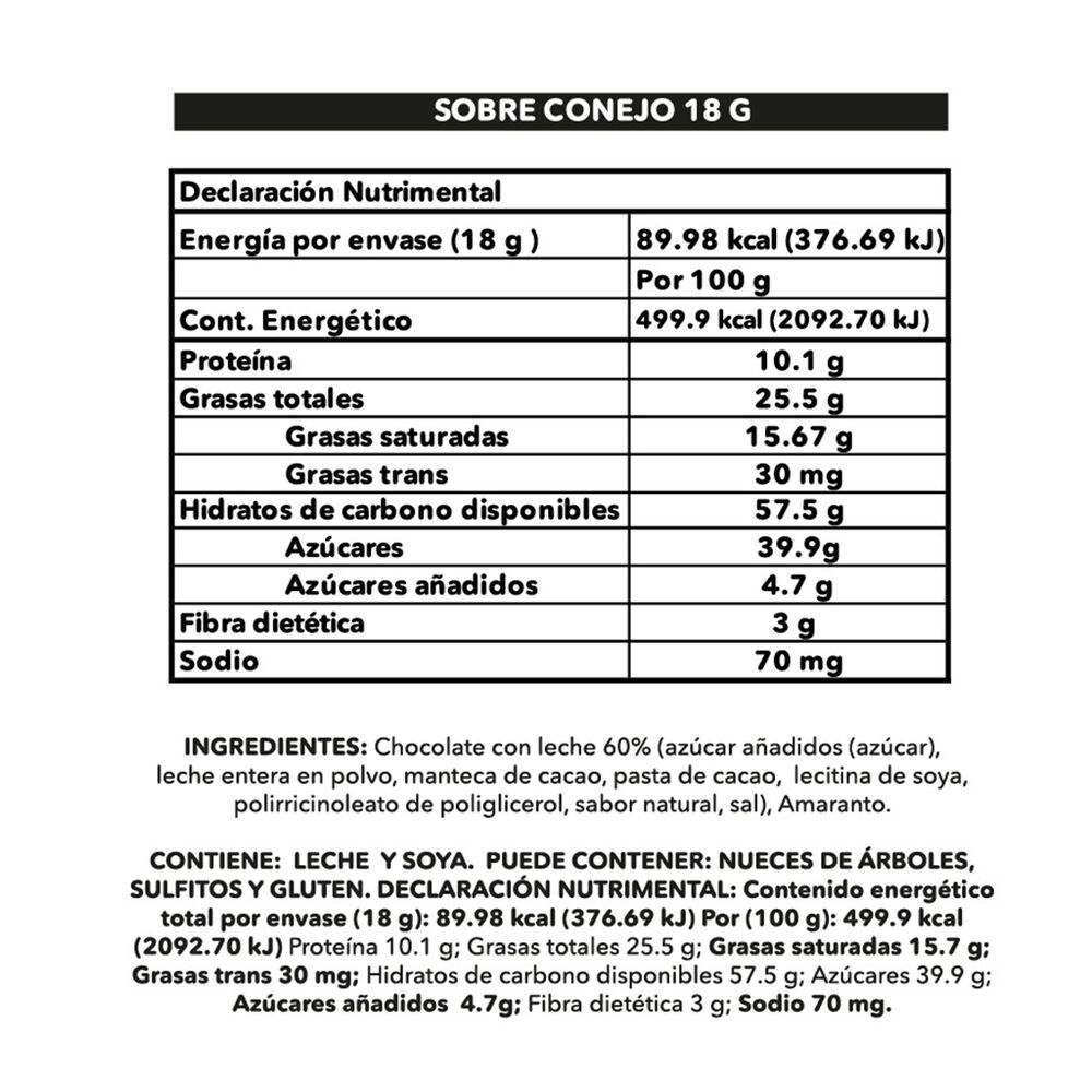 Barra de Amaranto Con Chocolate Happy Crunch Conejo 14/18 Grs image number 2