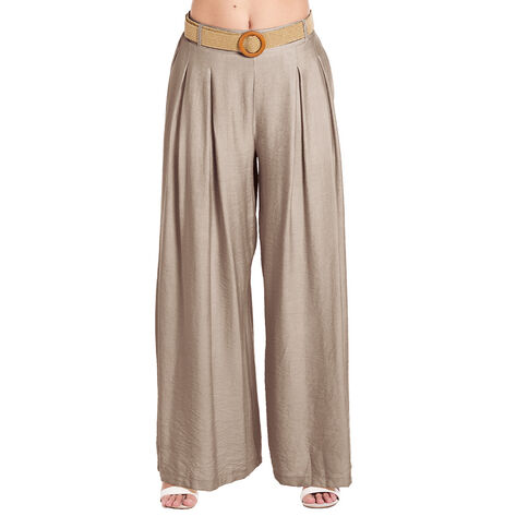 Pantal&oacute;n Recto Liso con Cinturon Caf&eacute; TCH Ann Miller