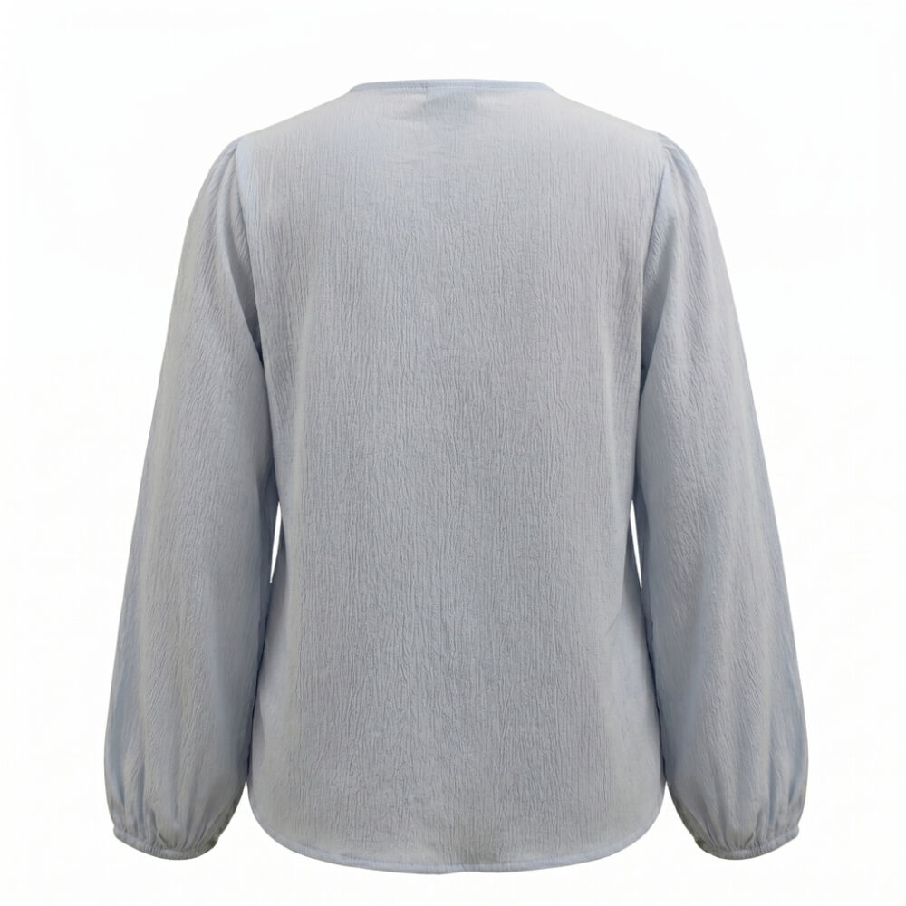 Blusa manga larga con el&aacute;stico en pu&ntilde;o azul talla G RC Collections image number 1