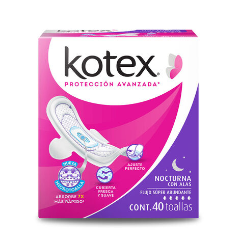 Toalla Femenina Nocturna con Alas Kotex  40 pzas