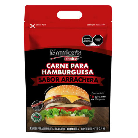 Carne para Hamburguesa Arrachera Member&acute;s Choice 16/150 g