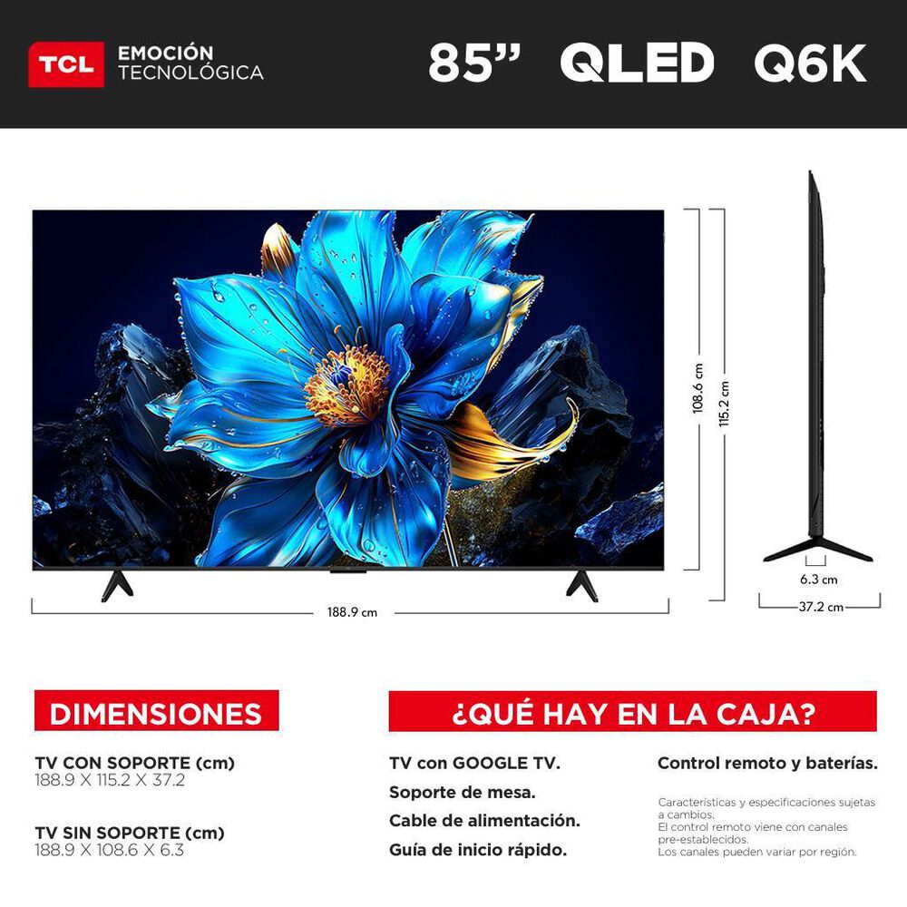 Pantalla 85" TCL 4K QLED Google TV 85Q6K image number 2
