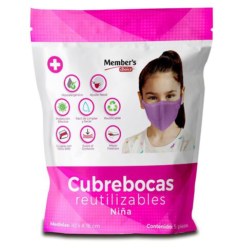 MEMBERS CHOICE SET CUBREBOCAS TRICAPA NI&Ntilde;A    1   /5