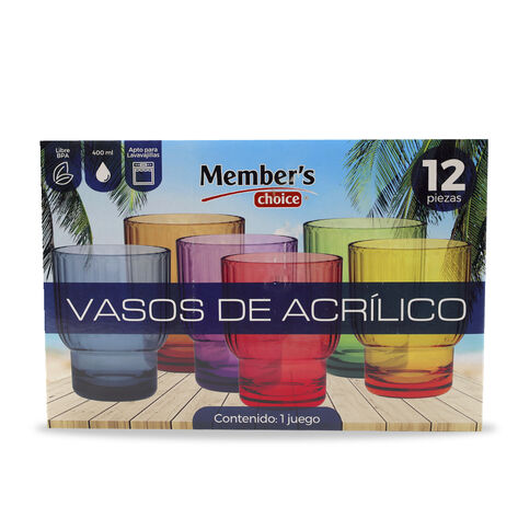 Vasos de Acrilico de Colores 12 Piezas