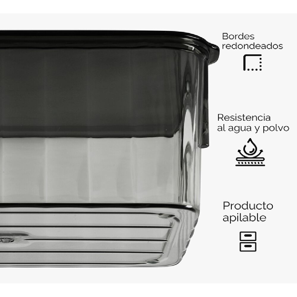 Set de 3 Cajas de Almacenamiento con Tapa Color Humo image number 2