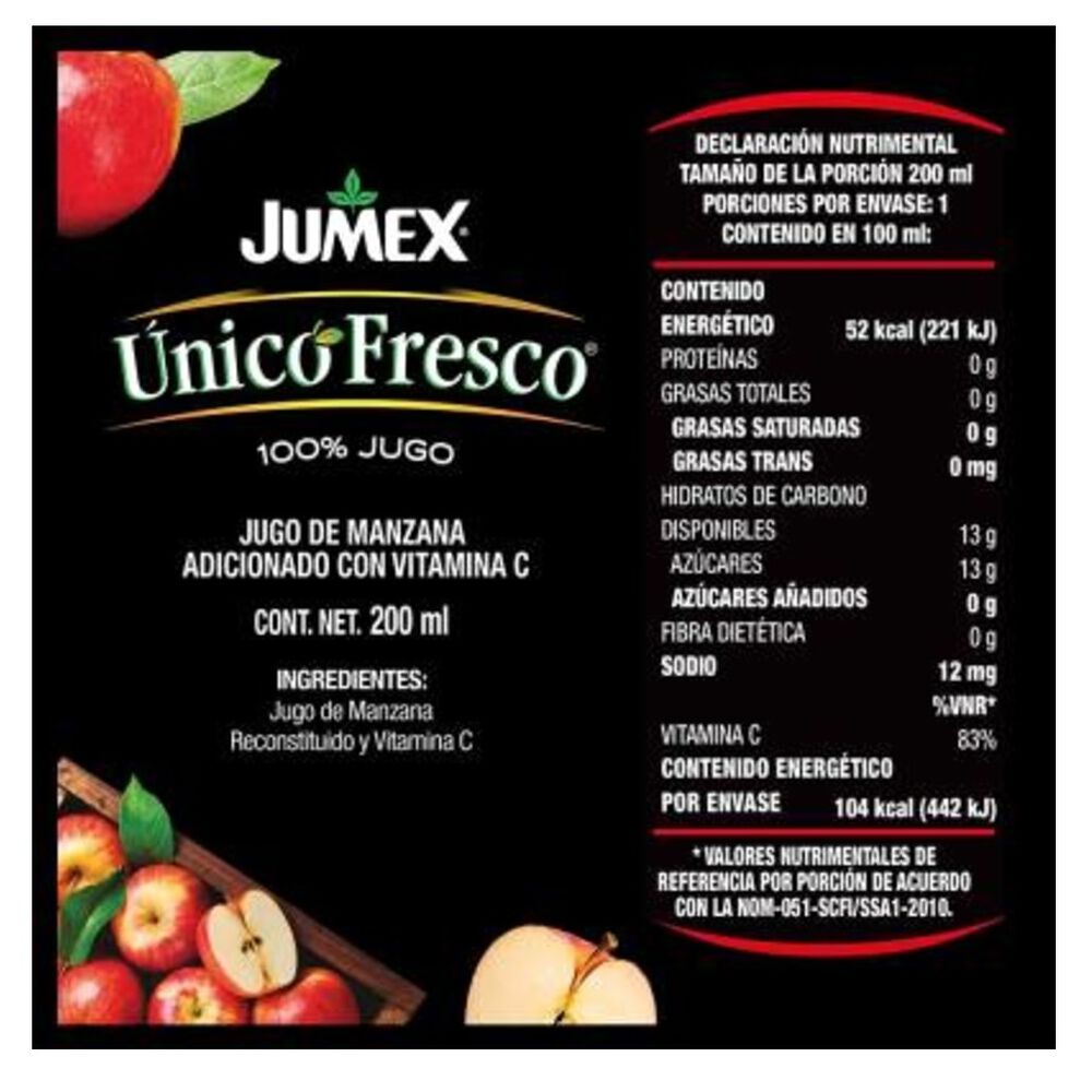 Jugo de Manzana Unico Fresco Jumex 200 ml image number 2