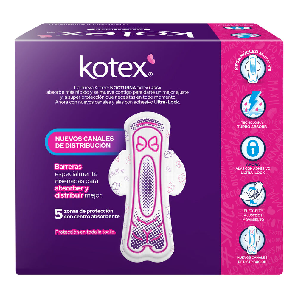Toalla Femenina Nocturna con Alas Kotex  40 pzas image number 1