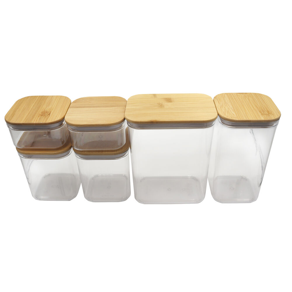 Set 6 Contenedores Con Tapa de Bamboo Members Choice image number 1