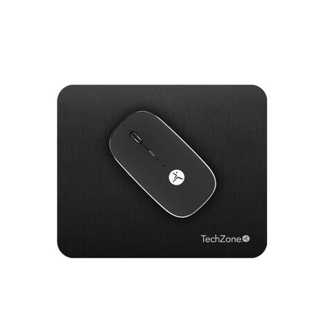 Mouse Inal&aacute;mbrico Negro con Mouse Pad Techzone