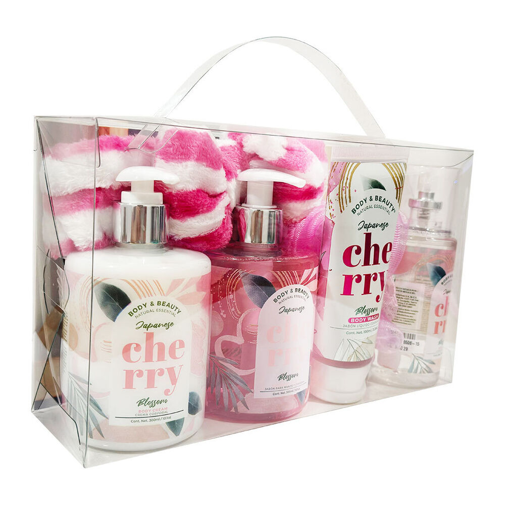 Set Corporal con Crema, Loci&oacute;n, Jabones Aroma Cherry y Accesorios Body & Beauty 6 pz image number 2