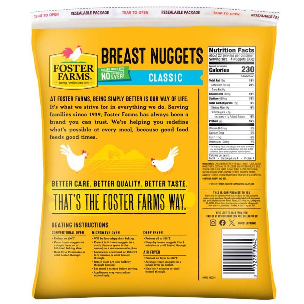 Nuggets de Pollo Foster Farms 1.81 Kg image number 1