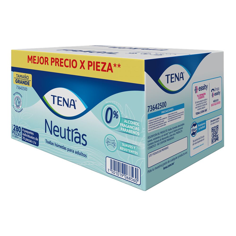 Toallas H&uacute;medas Neutras Tena c/280 Piezas image number 2