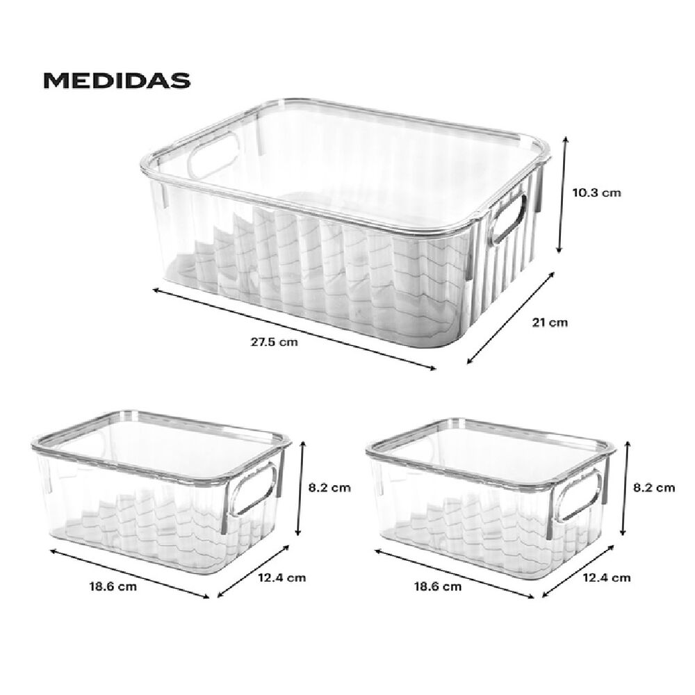 Set de 3 Cajas de Almacenamiento con Tapa Color Transparente image number 1