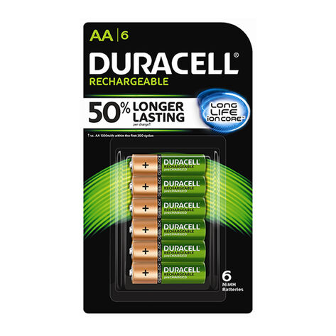 Pilas Recargables Duracell  AA, 6 pzas