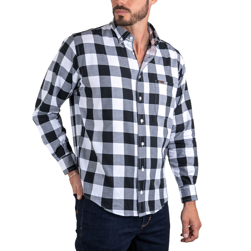 Camisa de Franela Manga Larga Cuadros Negro M Lee image number 1