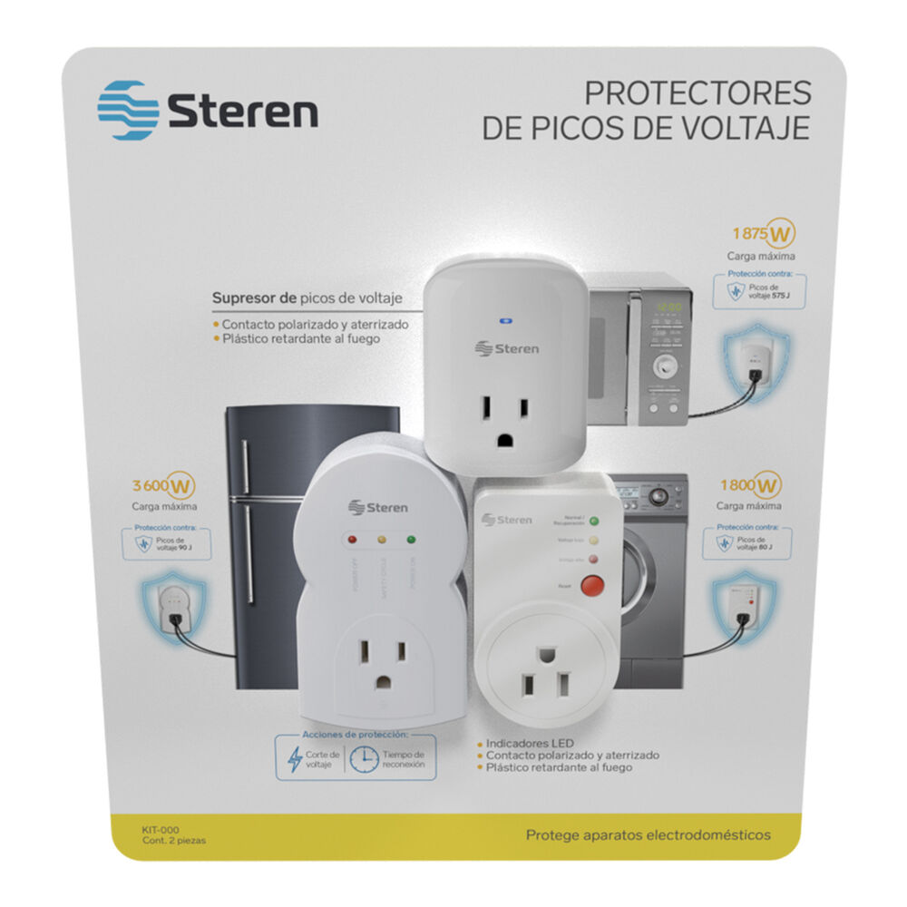 Paquete de 3 Protectores de Picos de Voltaje Steren image number 2