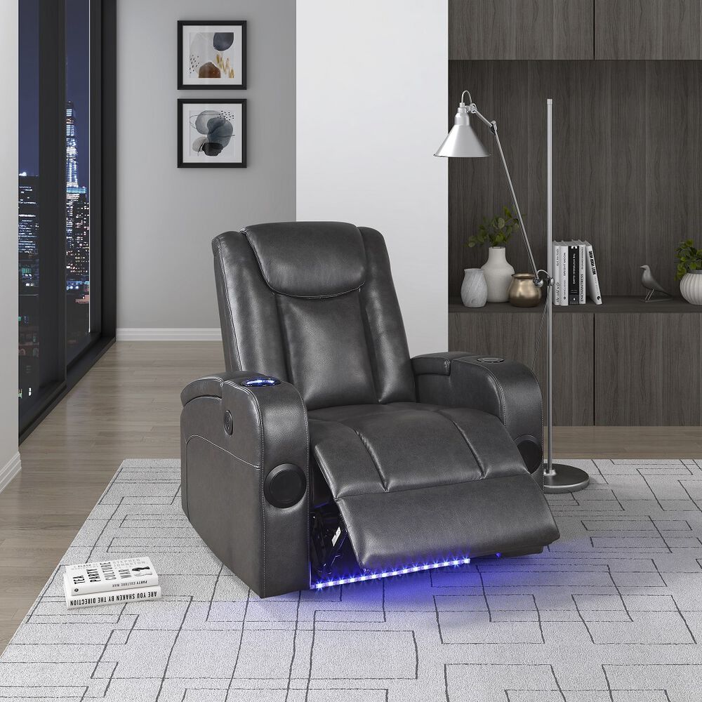 Sill&oacute;n Reclinable con Bocinas Color Negro Members Choice image number 1