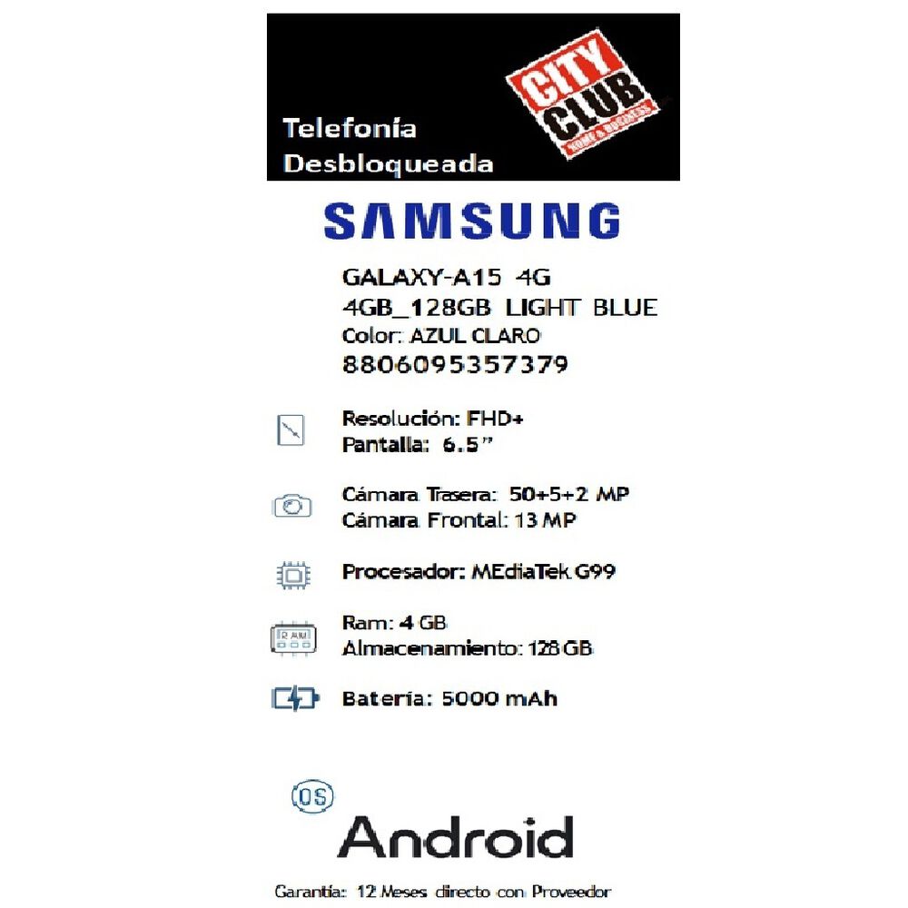 Samsung Galaxy A15 6.5 Pulg 128GB Azul Desbloqueado image number 6