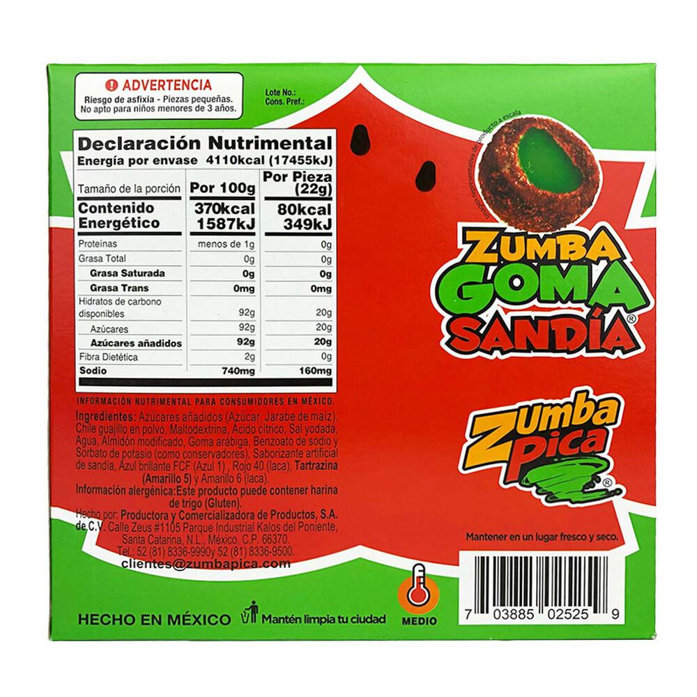 Gomitas Sabor Sand&iacute;a Zumbapica 50/22 g image number 1