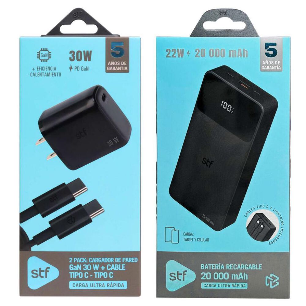 Combo Cargador Gan 30W Tipo C + Bateria Recargable 20,000MAH/22W STF image number 6