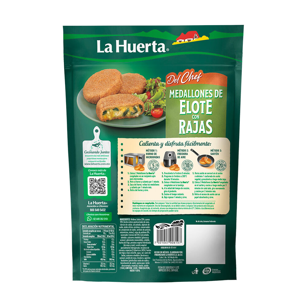 Medallones Elote con Rajas La Huerta 18 pzas image number 1