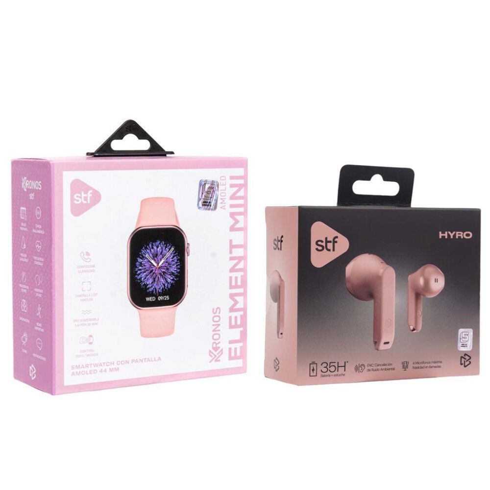 Combo Reloj Inteligente Kronos Element +  Aud&iacute;fonos TWS Hyro Rosa STF image number 5