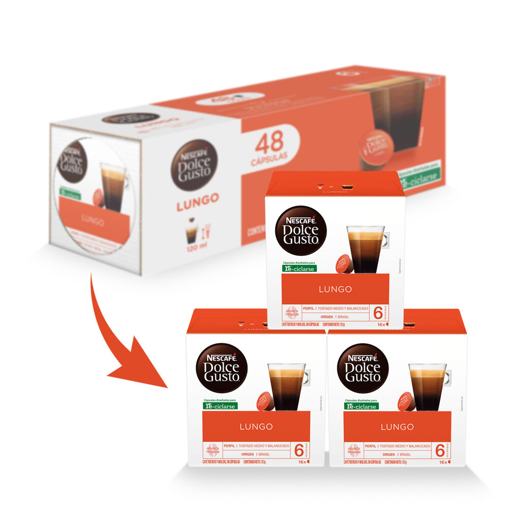 C&aacute;psulas para Caf&eacute; Lungo Nescaf&eacute; Dolce Gusto 48 pzas image number 3