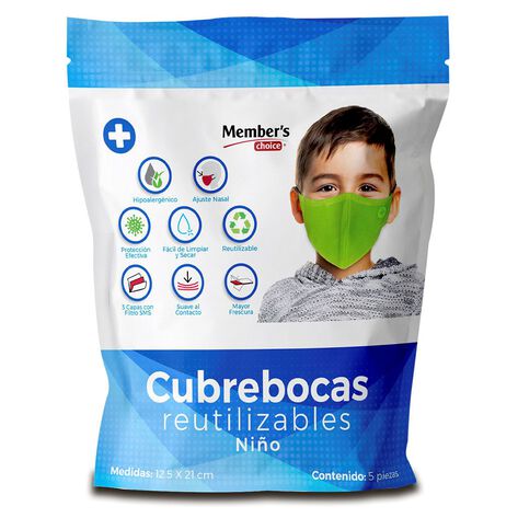 MEMBERS CHOICE SET CUBREBOCAS TRICAPA NI&Ntilde;O    1   /5