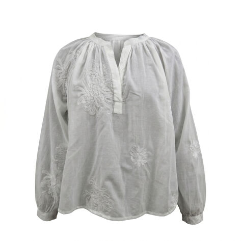 Blusa manga larga con escote cuello V beige talla EG RC Collections