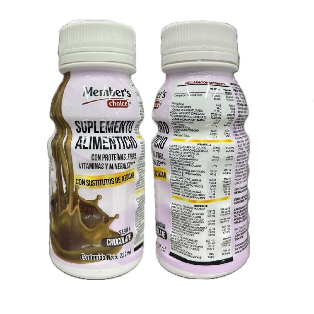 Suplemento alimenticio Member&acute;s Choice sin azucar Chocolate 237ml 16 Pack image number 1