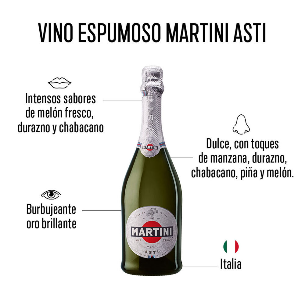 Vino espumoso Blanco Martini Asti Moscato 750 ml image number 1